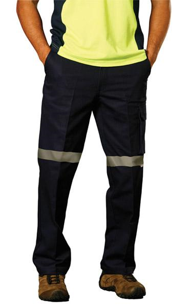 Promotionnel Mens Heavy coton prérétréci Drill pantalon avec bandes 3M