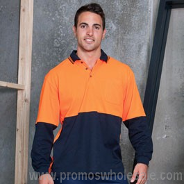 Hi Vis Long Sleeve Cotton Back Polo