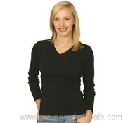 Ladies V Neck Long Sleeve Tee images