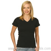 Ladies V Neck Short Sleeve Tee images