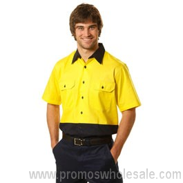 HiVis Two Tone Short Sleeve Cotton Work Shirt