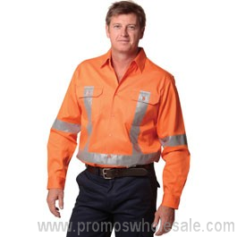 Mens HiVis Long Sleeve Drill Shirt