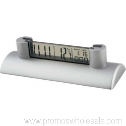 Executive Date Desk Clock with Biz Card Holder