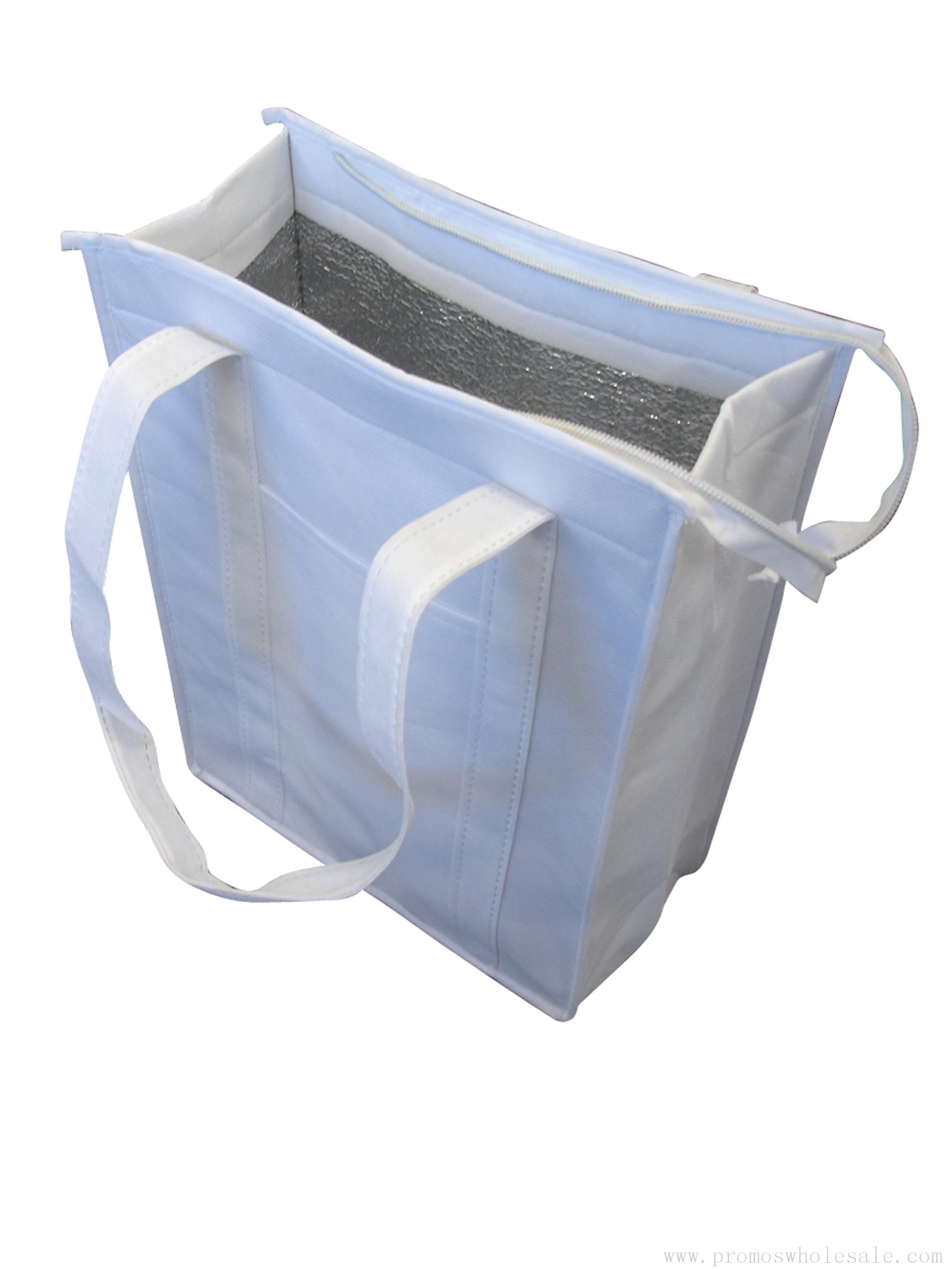 NON WOVEN COOLER BAG WITH TOP ZIP CLOSURE