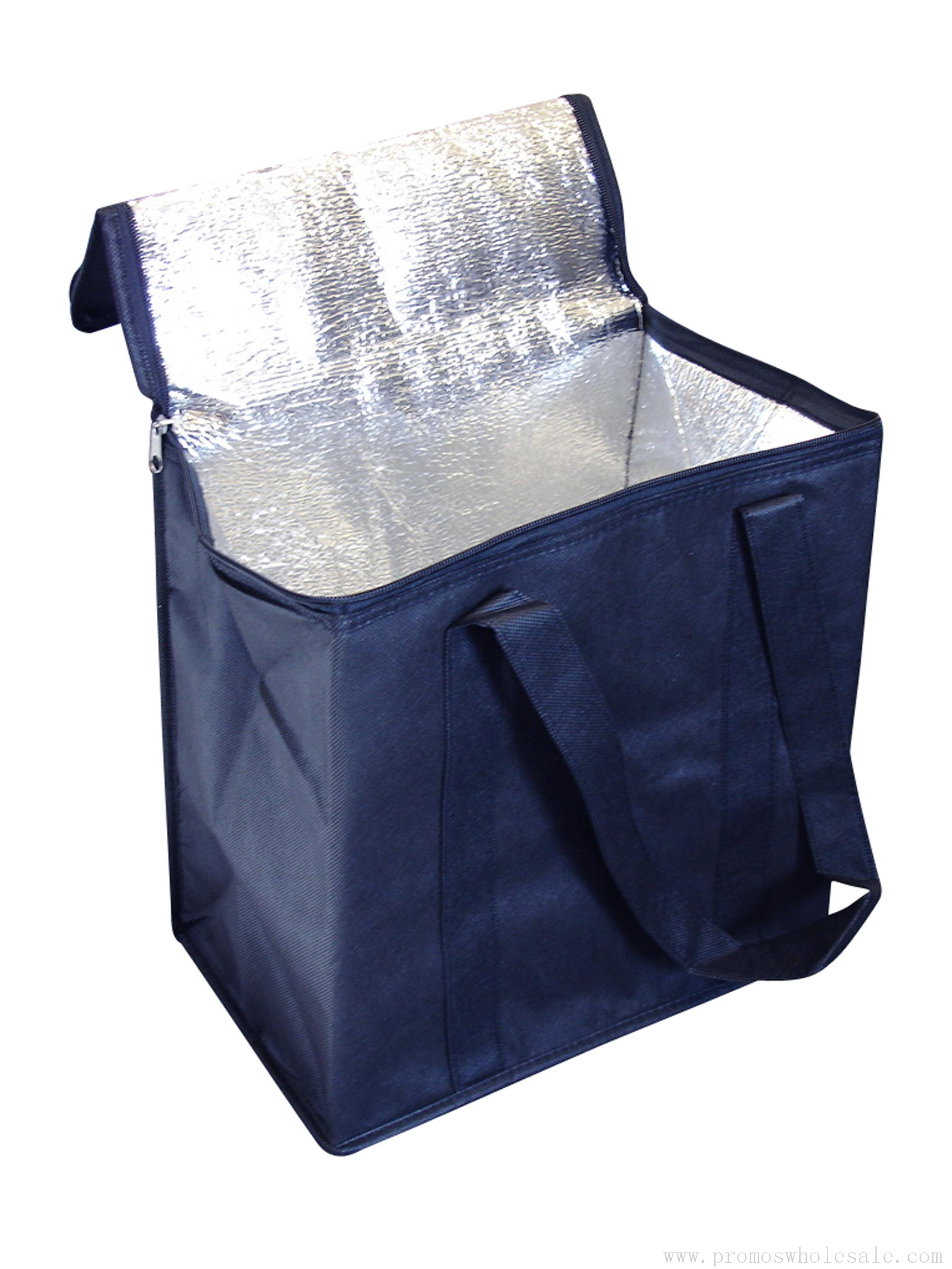 NON WOVEN COOLER BAG WITH ZIPPED LID
