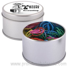 Assorted Colour @ Paperclips In Silver Round Tin