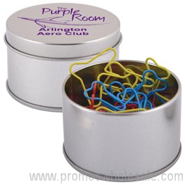 Assorted Colour Plane Paperclips In Silver Round Tin