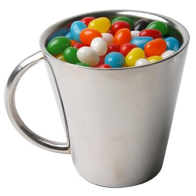 Assorted Colour Jelly Beans In Stainless Steel Coffee Mug