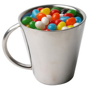 Assorted Colour Jelly Beans In Stainless Steel Coffee Mug images