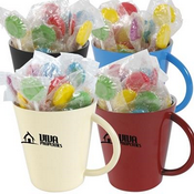 Promotional Lollipops In Coloured Double Wall Coffee Mugs images