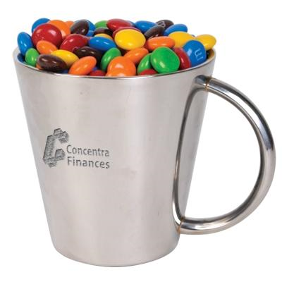 M & Ms en tasse à café en acier inoxydable