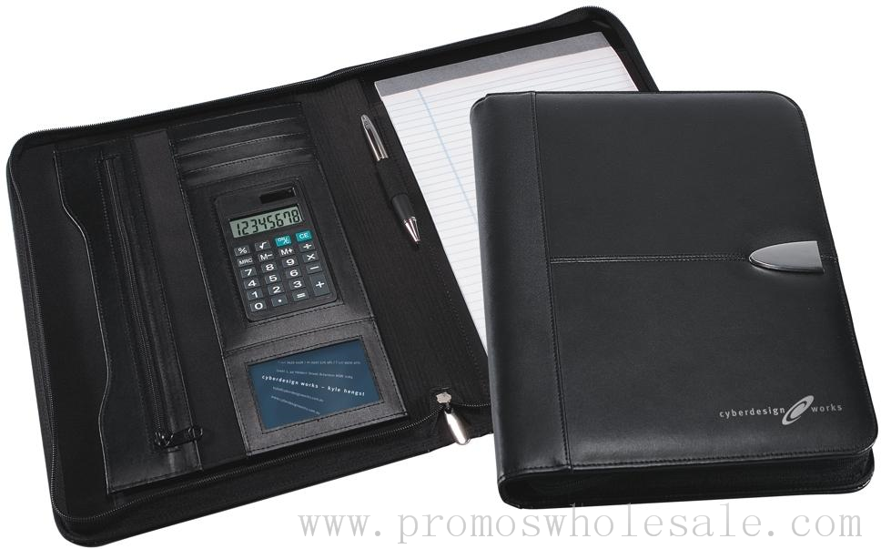Promotional Bradford Leather Calculator Zip Portfolio