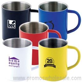 Stainless Steel Coloured Double Wall Mug