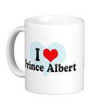 J&#39;aime le Canada de Prince Albert, tasse à café blanche classique images