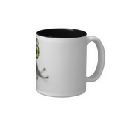 Black Spotted Green Poison Dart Frog Two-Tone Coffee Mug images