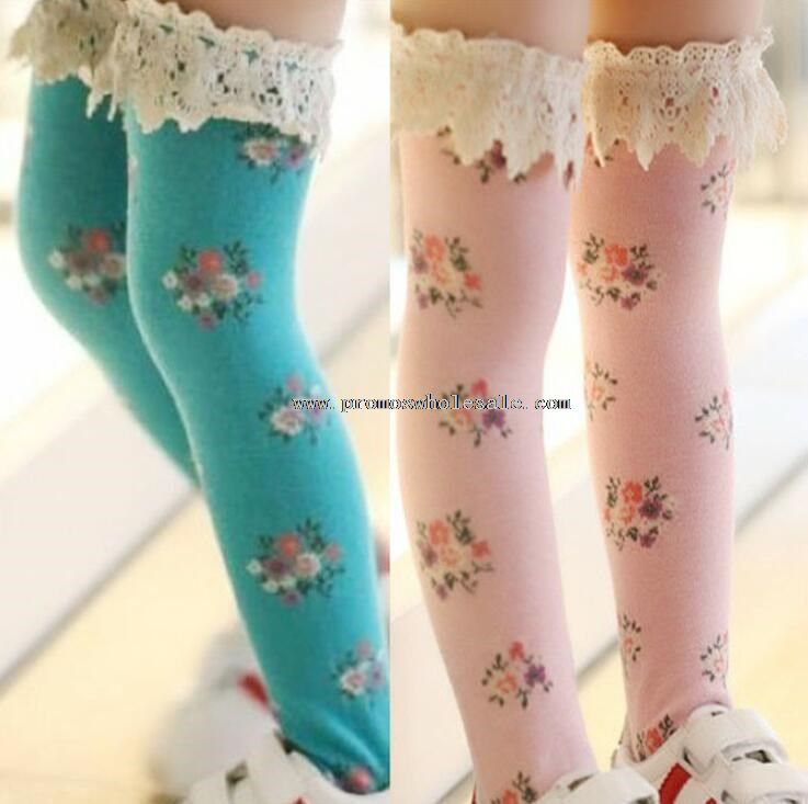 bunga renda pertengahan panjang anak-anak perempuan kaus kaki