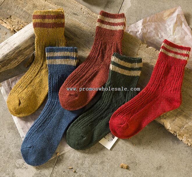 Зимний толстые вязание узор хлопчатобумажные носки