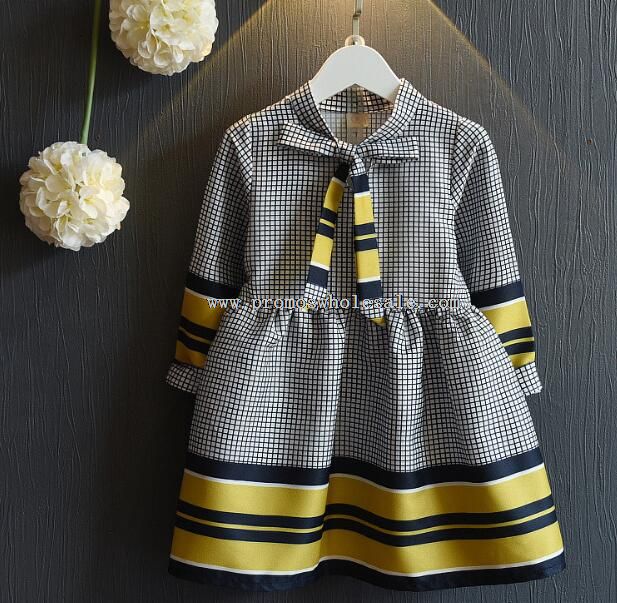 bowknot collar girls party dresses