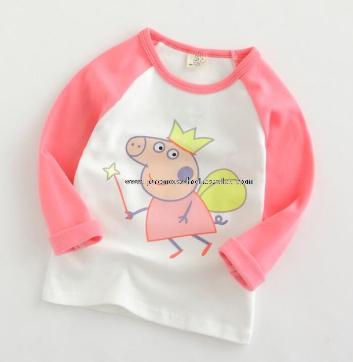 Cartoon printing long sleeve baby girls t-shirts