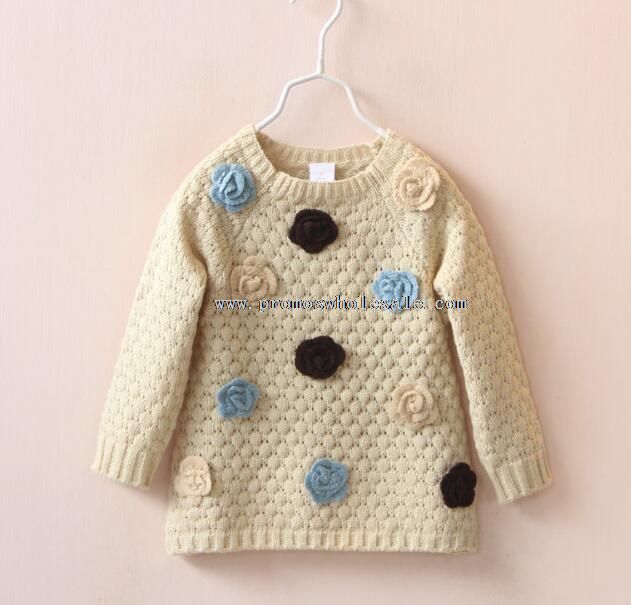 flower pattern children girls knitting sweaters