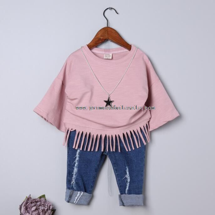 camiseta niñas o cuello macrame