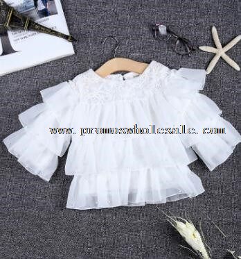 manga longa laço branco t-shirt para meninas