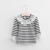 ragazze casual manica lunga pizzo stripe t-shirt images