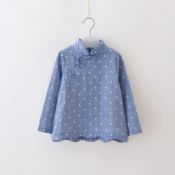camisetas de algodón de las muchachas del bebé cuello Mao images