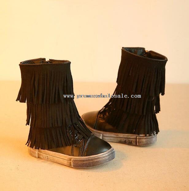 childrens leather tassel safety shoes
