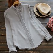 long sleeve ladies chiffon blouse images