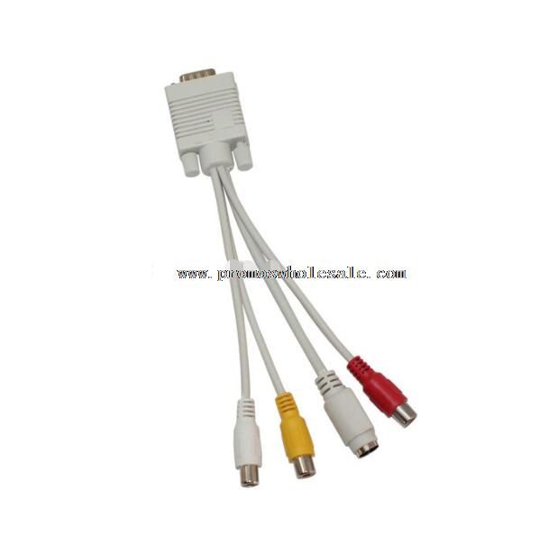 VGA untuk S-Video AV RCA TV Konverter kabel adaptor dengan 2 kabel Audio