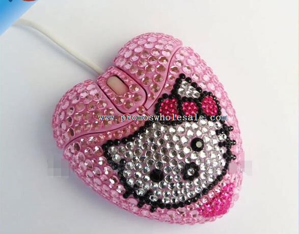 mini heart shaped jewelled mouse
