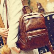 pu leather waterproof backpack images