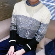 winter warm knitting patternd round neck pullover sweater for men images