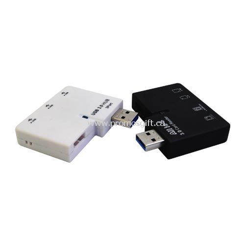 USB 3.0 combo card reader med 3 porter HUB