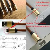 2 in 1 leather lm cable multi-funtion fast charger images