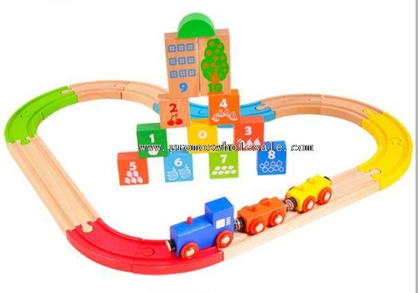 29pcs coloré des blocs de construction en bois train voie ensemble