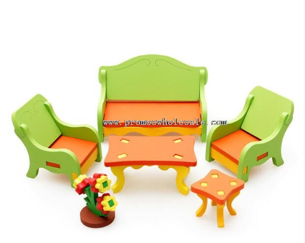 3D montaje Mini muebles salón madera juguete