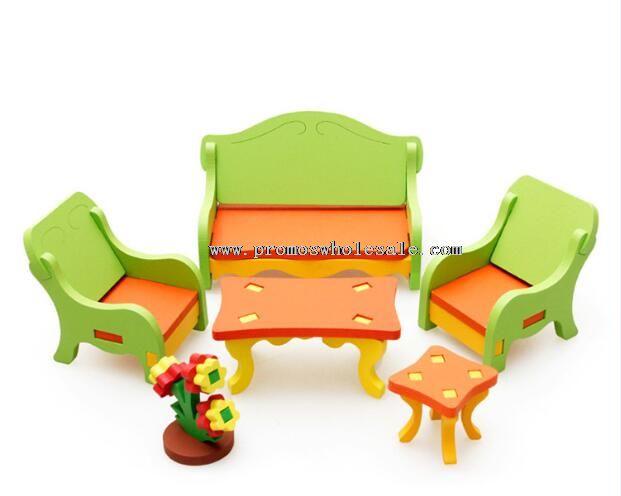 3D Assembling Mini Furniture Living Room Wooden Toy