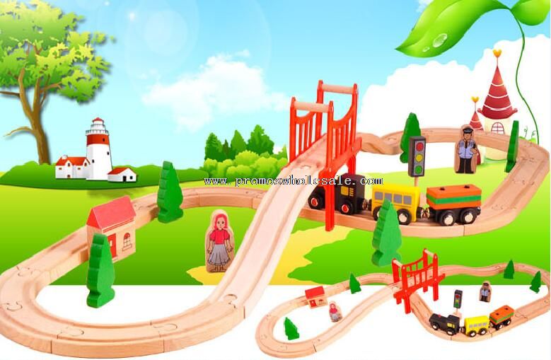 37pcs wooden train set