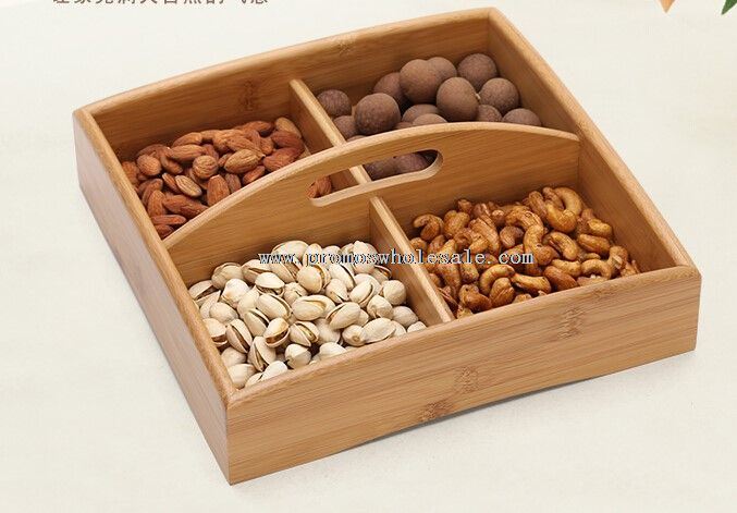 Bamboo Wood Nuts Food Trays With Liners