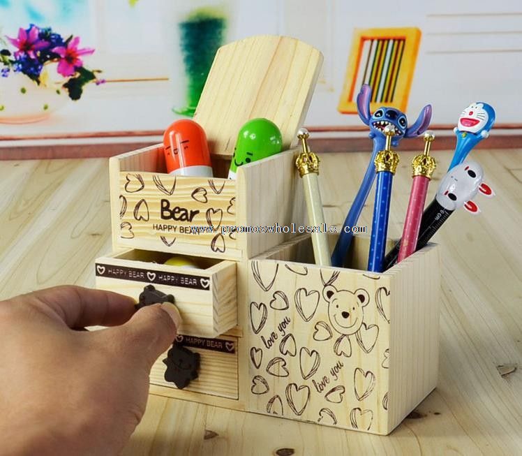 Pojemnik drewniany długopis prezent nagrody dla dzieci