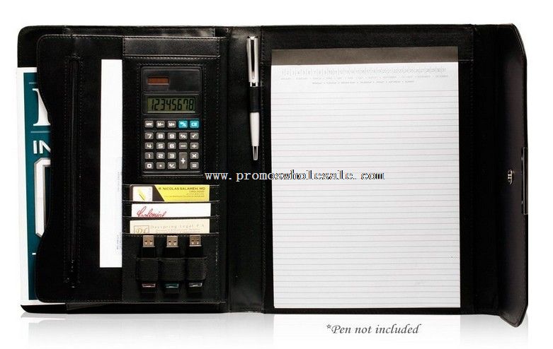 Deluxe Black Fold Portfolio case with calculator