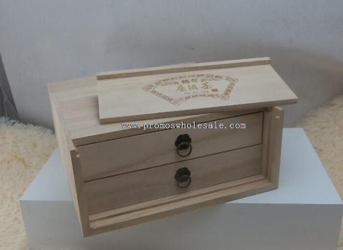 Double layer Wooden tea box