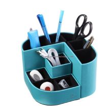 7 Storage Compartments Multifunctional PU Leather Desk Organizer images