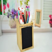 Wooden pen container with blackboard images