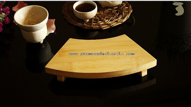 Fanshaped solid wood sushi serving tray