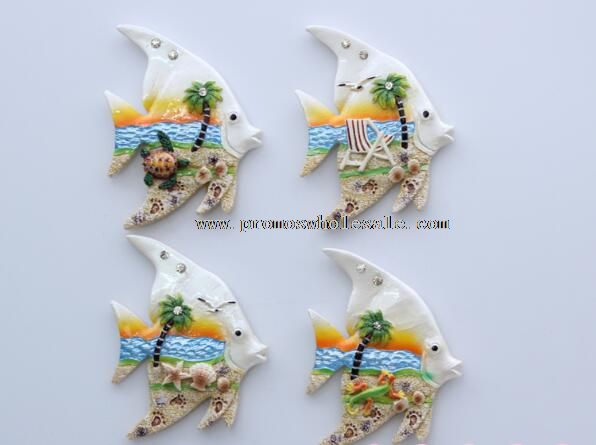 Fridge magnet promotional with fish shape ocean pattern