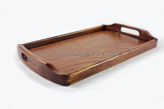 Large solid wood dinnerware rectangular tray