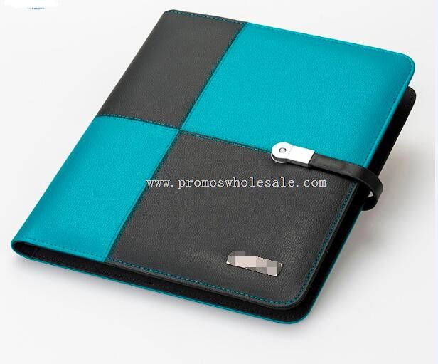 Leather portifolio with power bank and 8GB usb flash